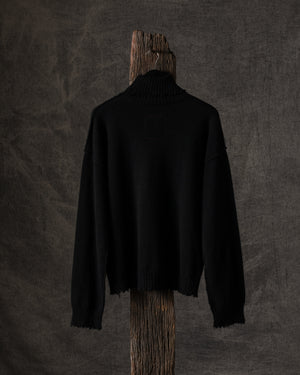 High Neck Top Plain Cashmere Black