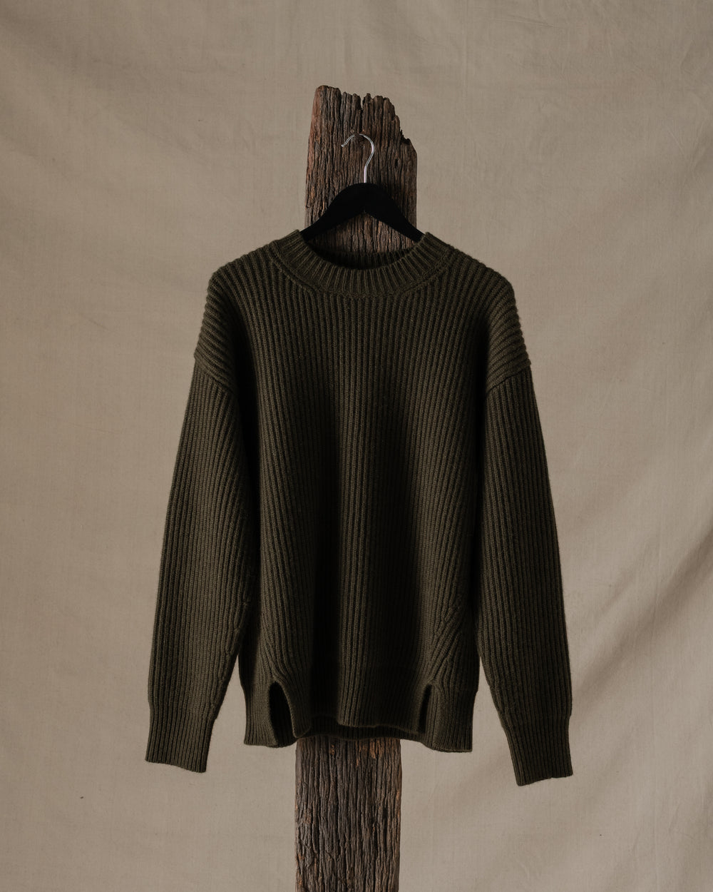 Over Top Ribbed Cashmere Army Green