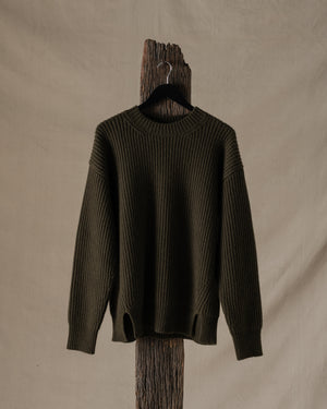 Over Top Ribbed Cashmere Army Green