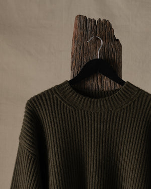 Over Top Ribbed Cashmere Army Green