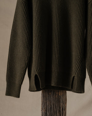 Over Top Ribbed Cashmere Army Green