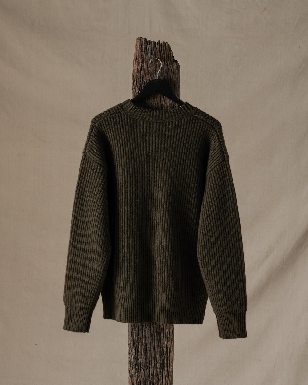 Over Top Ribbed Cashmere Army Green