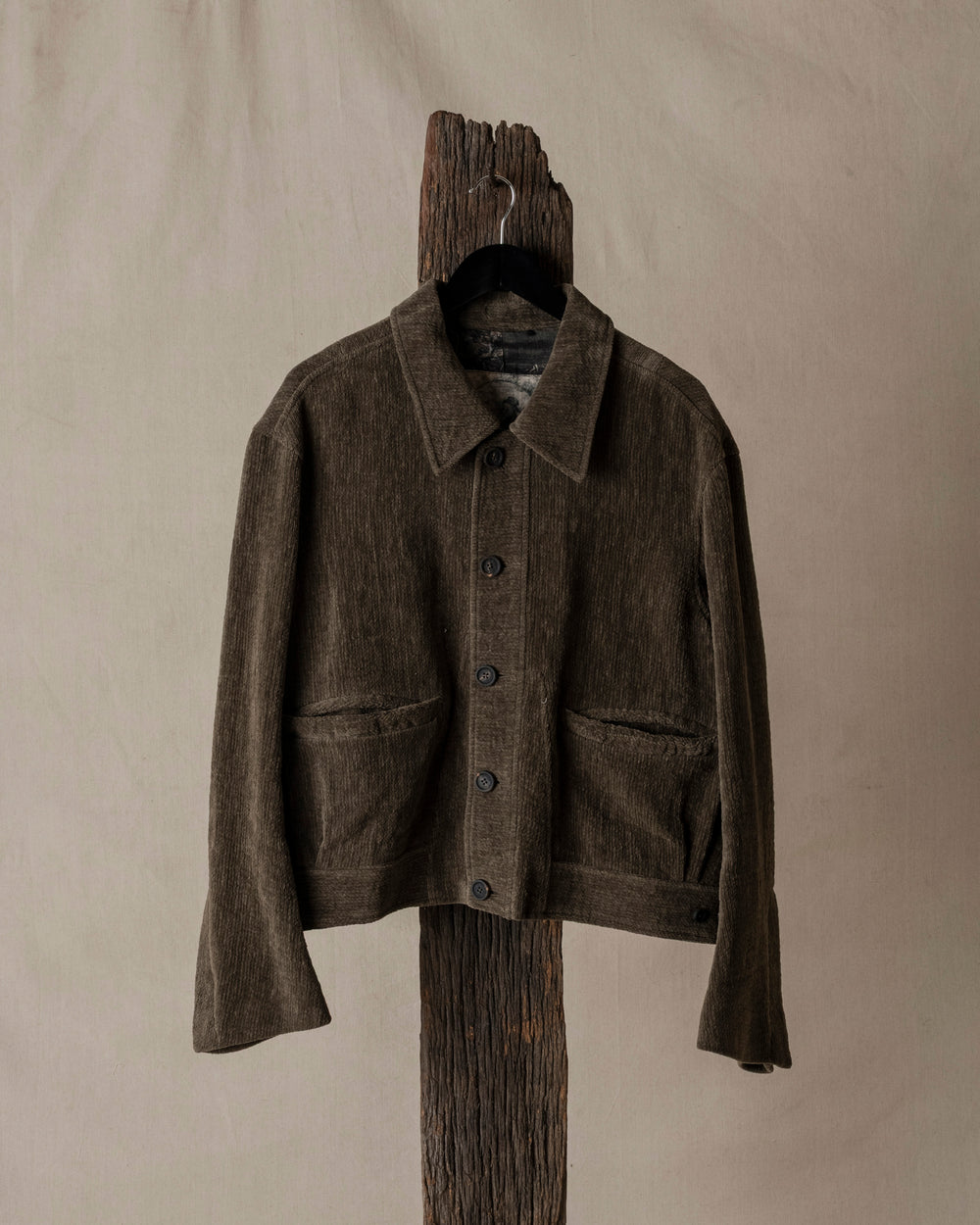 Chenille Cloth Cropped Worker Jacket