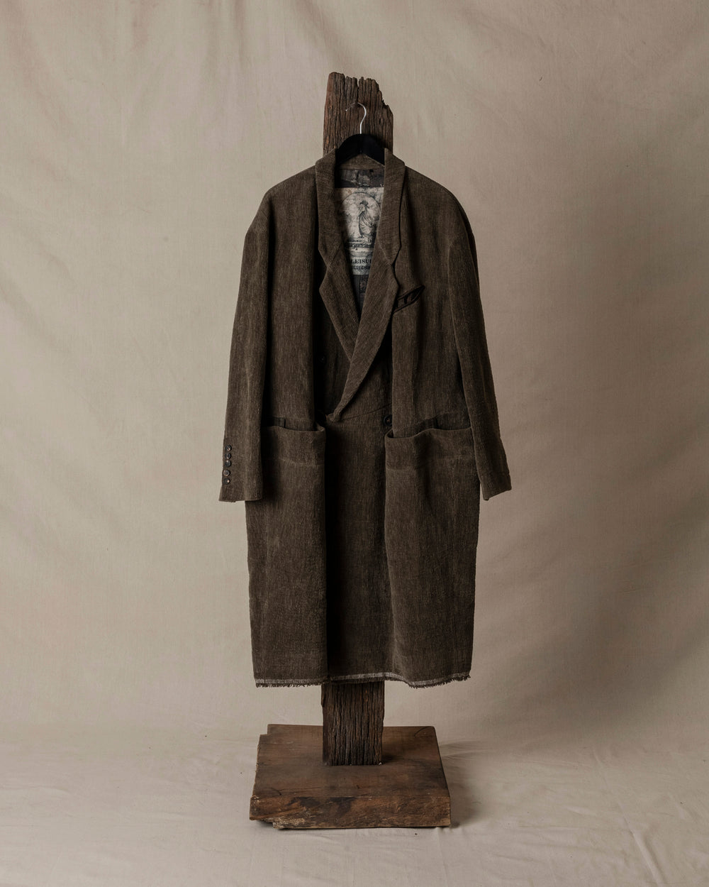 Chenille Cloth Double Breasted Long Coat