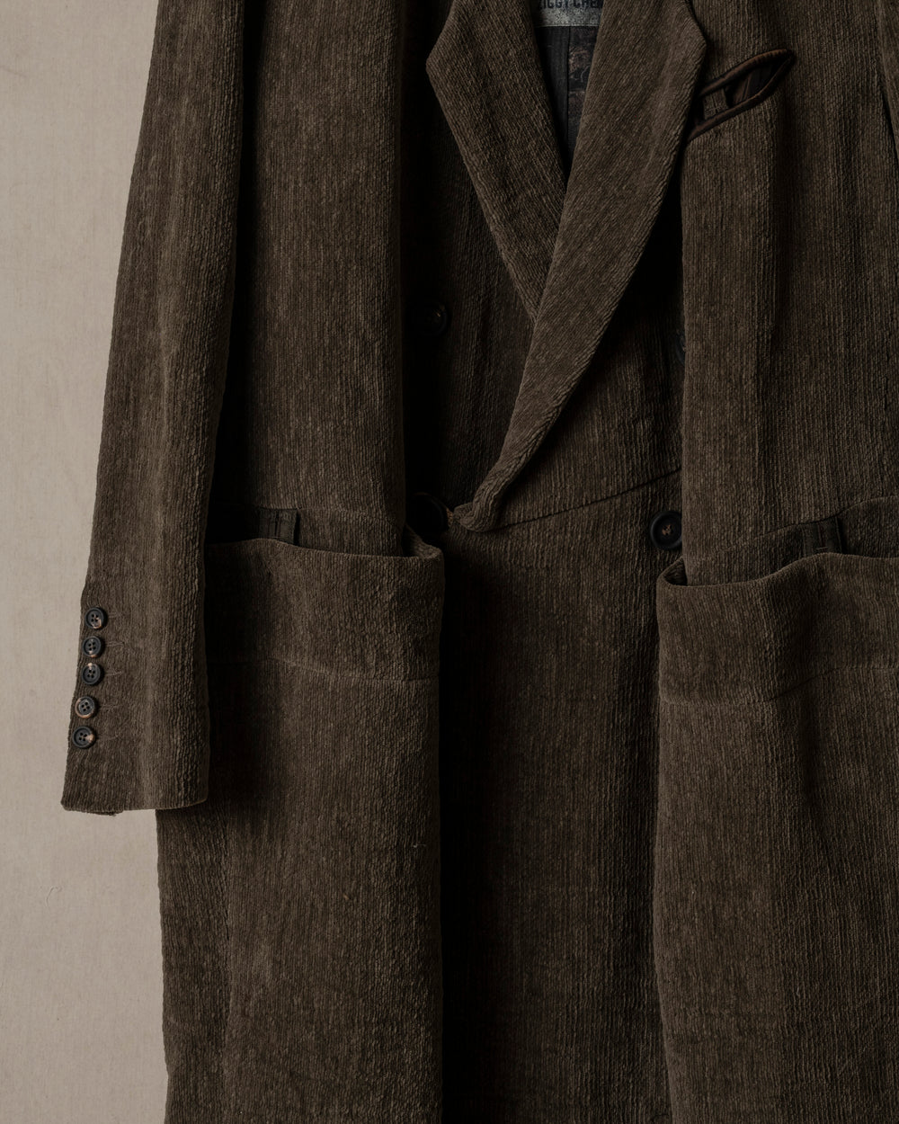 Chenille Cloth Double Breasted Long Coat