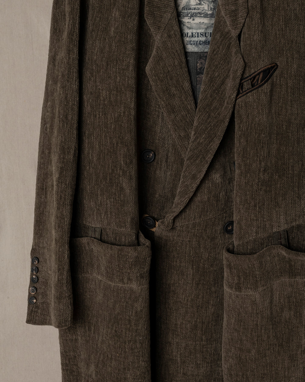 Chenille Cloth Double Breasted Long Coat