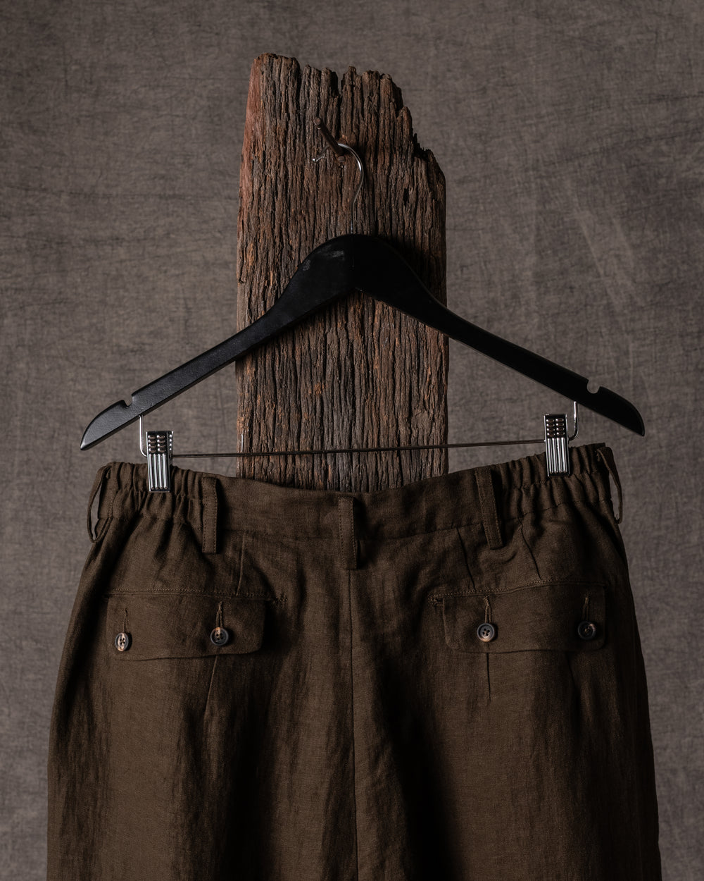 Front Pleats Wide Leg Trousers Khaki Brown