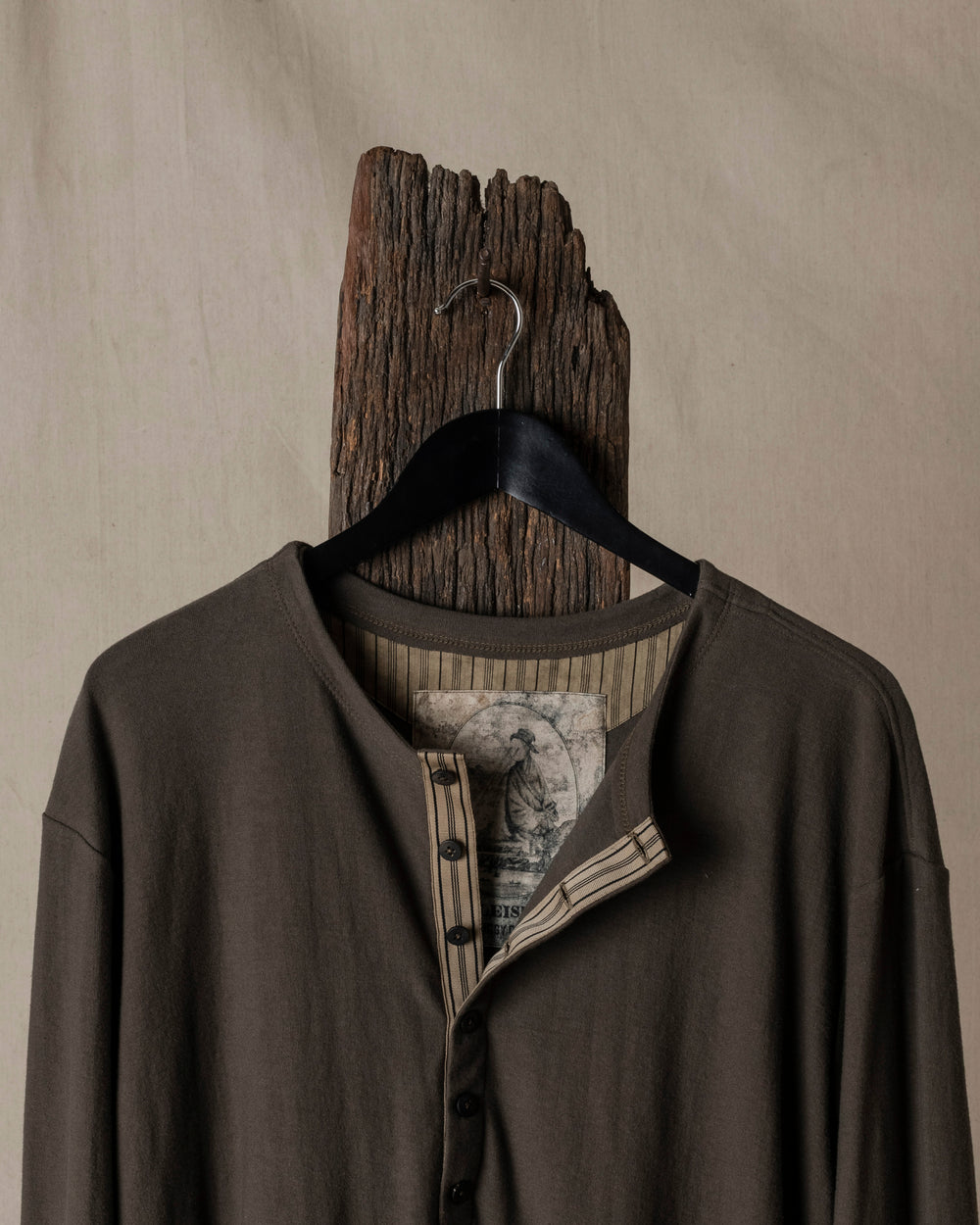 Henley Neck Long Sleeve Tee Shirt