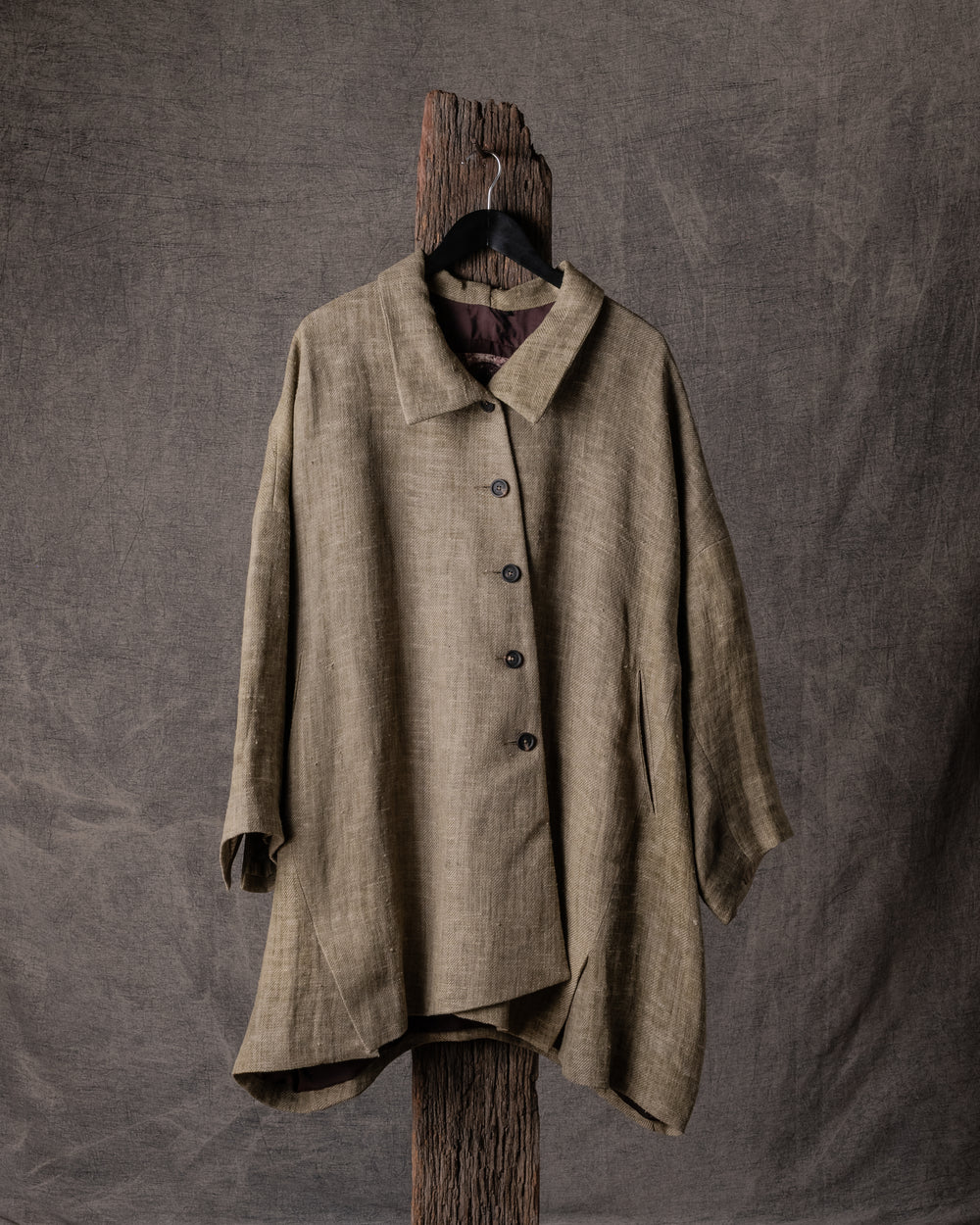 Womens Coat Linen Faded Olive