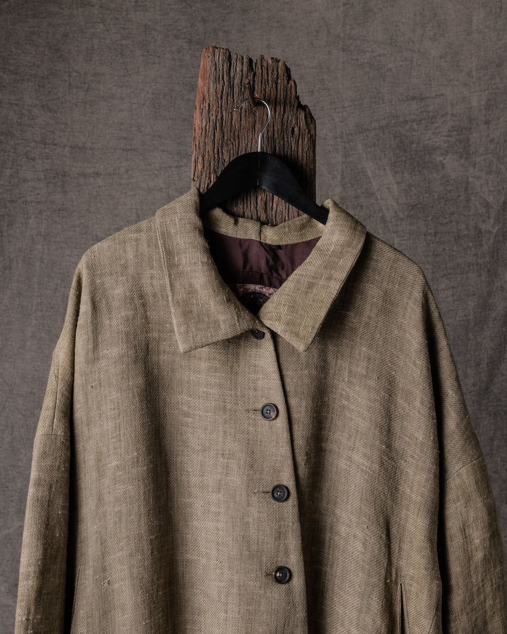Womens Coat Linen Faded Olive