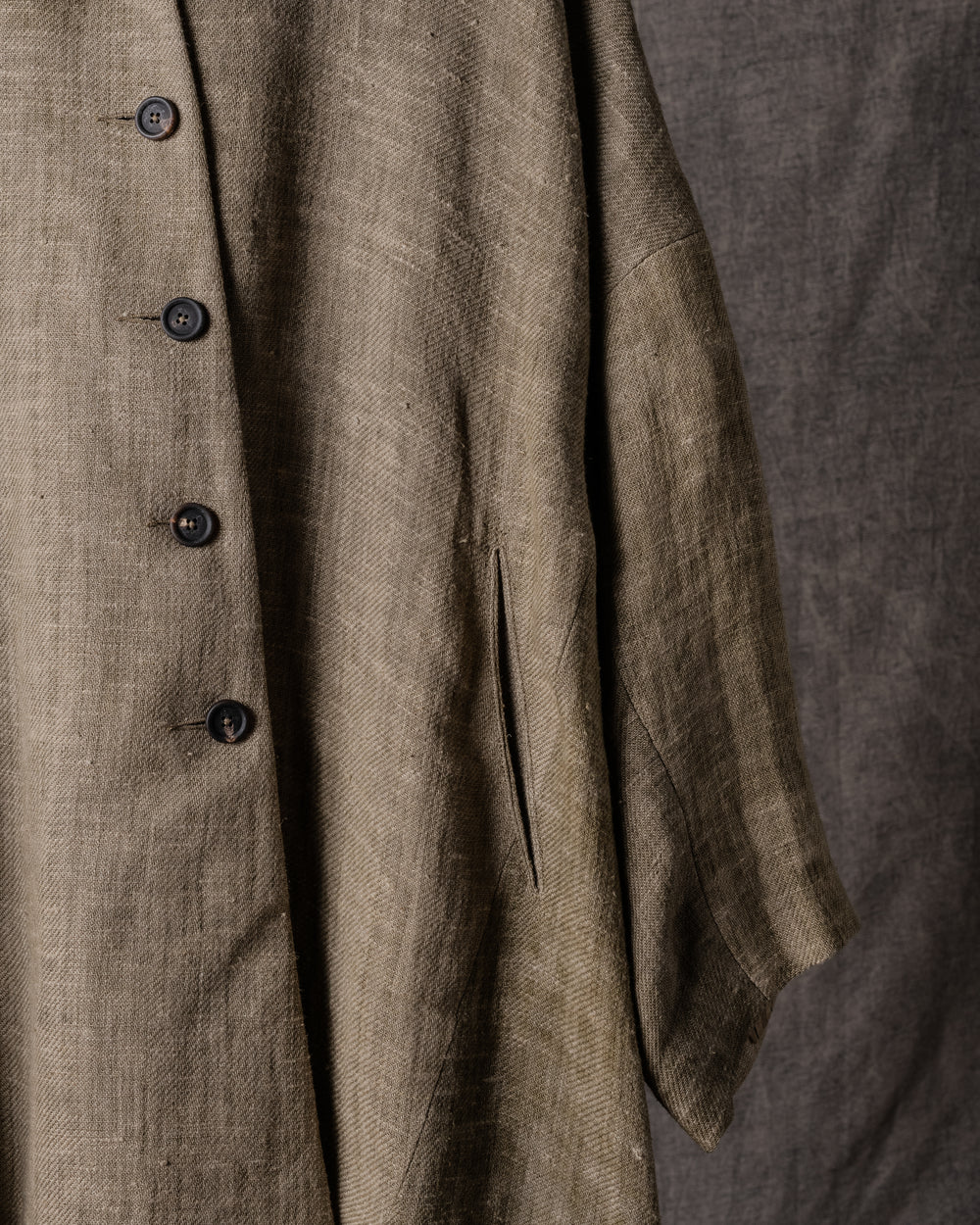 Womens Coat Linen Faded Olive