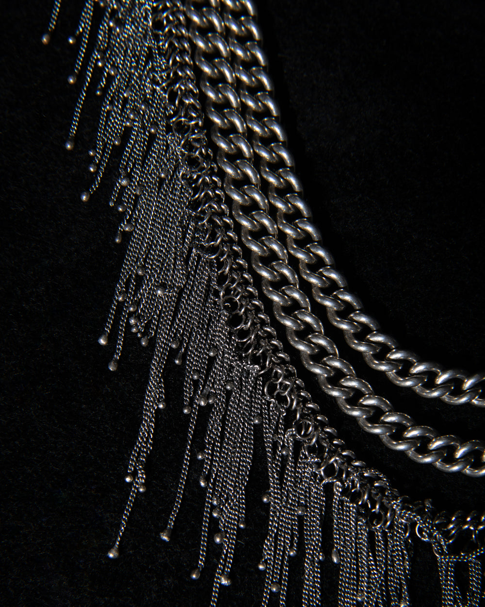 Silver Fringed Necklace - 50cm CN2173