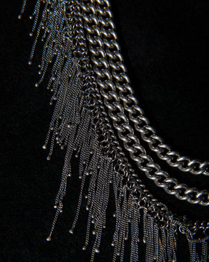 Silver Fringed Necklace - 50cm CN2173