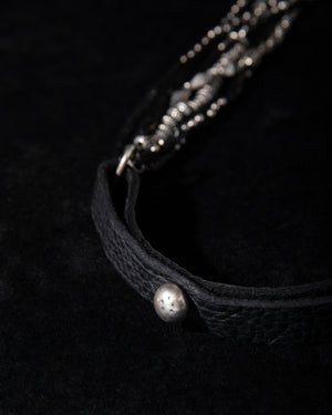 Silver, Cotton Organza and Leather Necklace CN961