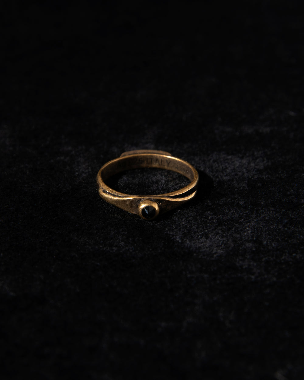 925 Silver Ring + 18ct Gold + Black Zirconia AN2104