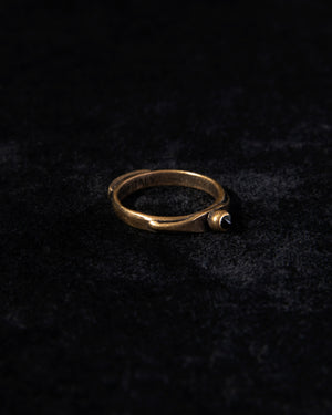 925 Silver Ring + 18ct Gold + Black Zirconia AN2104