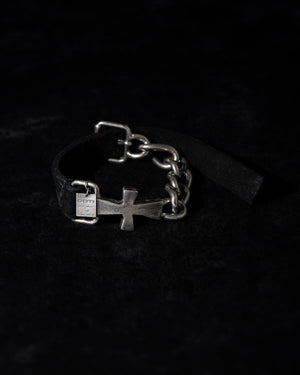 Silver Cross w/ Leather Bracelet BR506