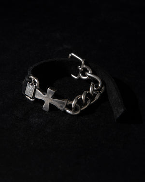 Silver Cross w/ Leather Bracelet BR506