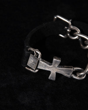 Silver Cross w/ Leather Bracelet BR506