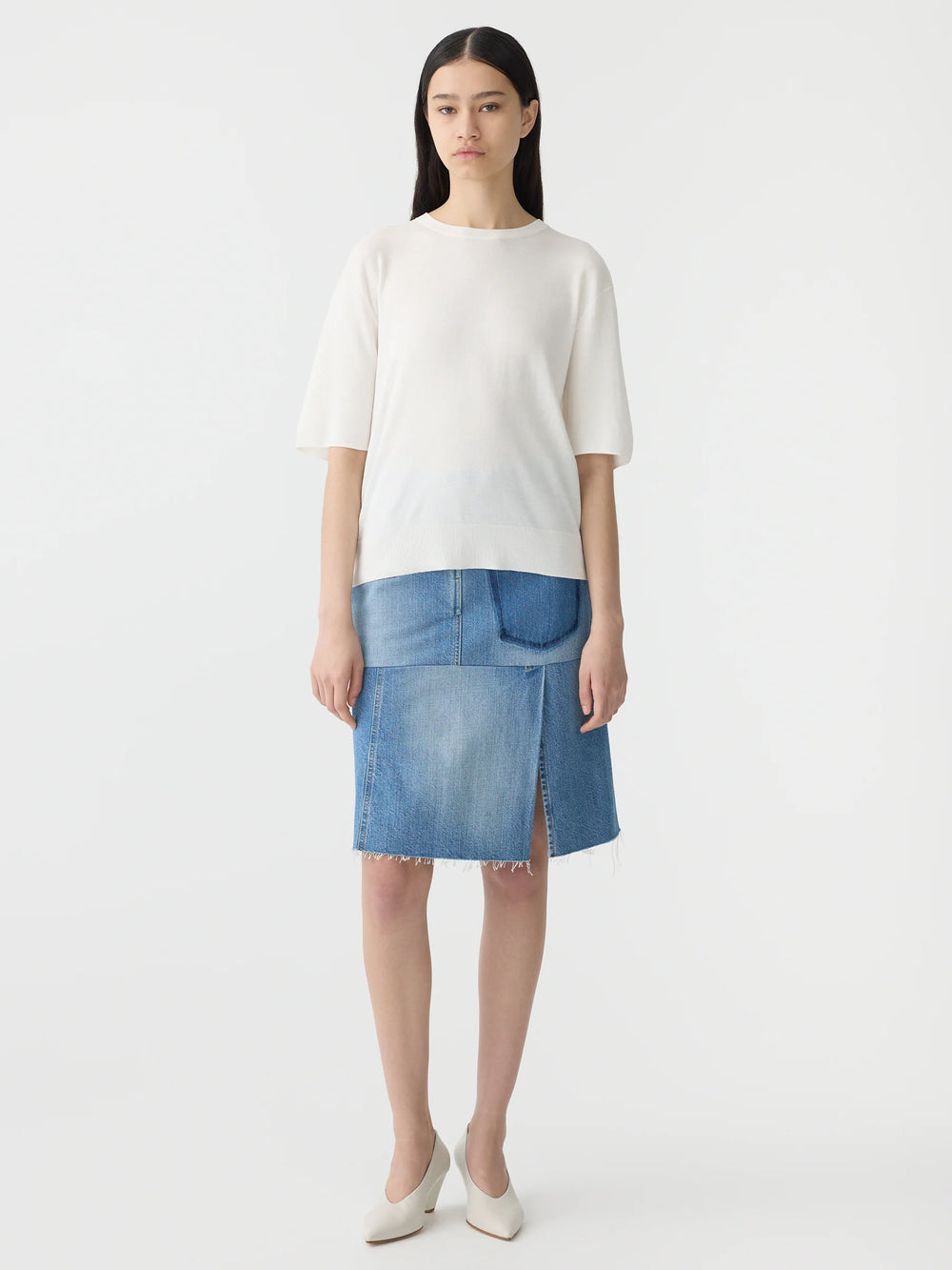 Mercerised Cotton Knit T Shirt Natural