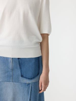 Mercerised Cotton Knit T Shirt Natural