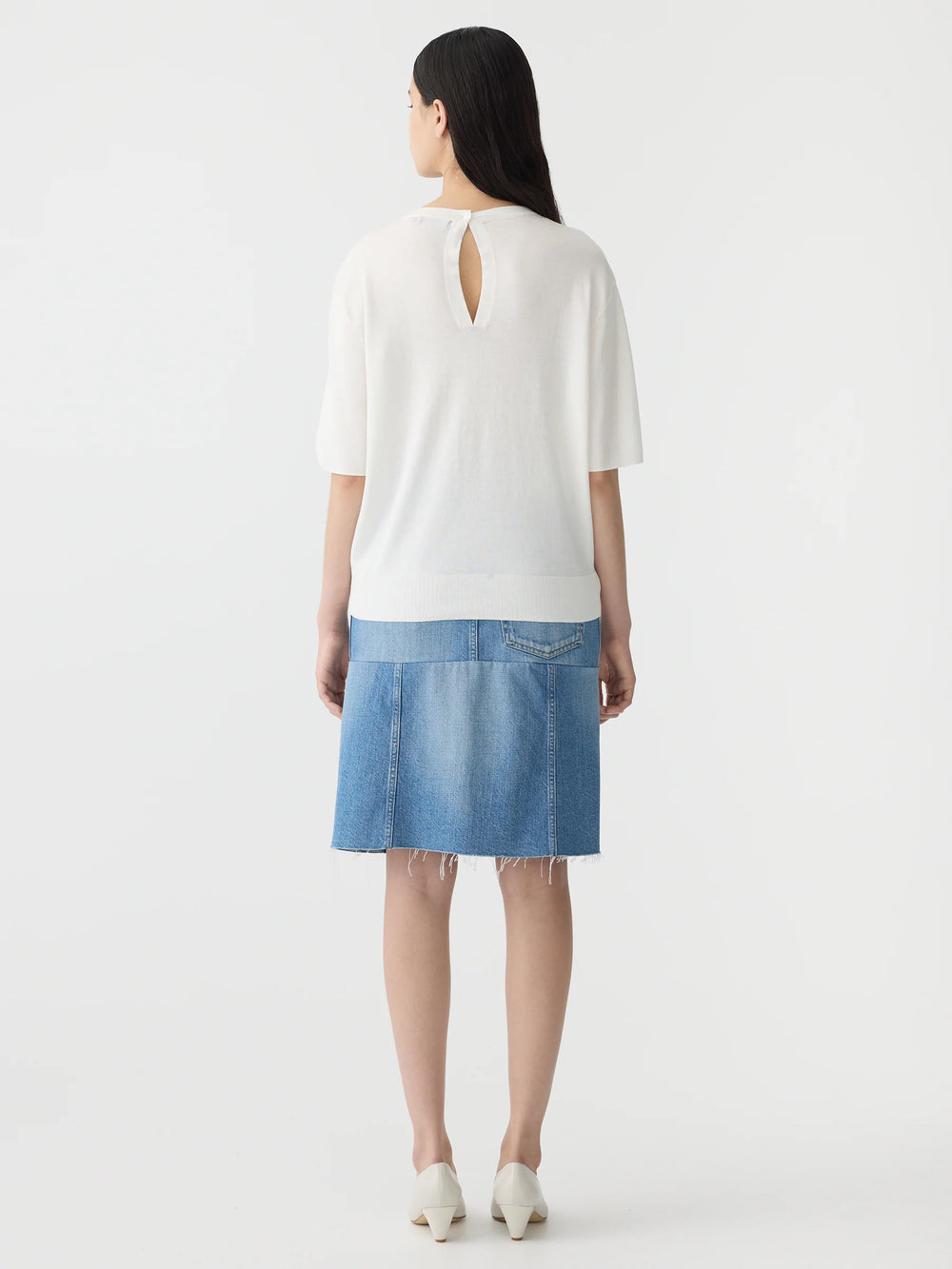 Mercerised Cotton Knit T Shirt Natural