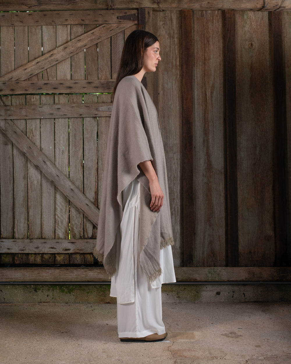 Long Wearable Blanket Cashmere Hemp Sand