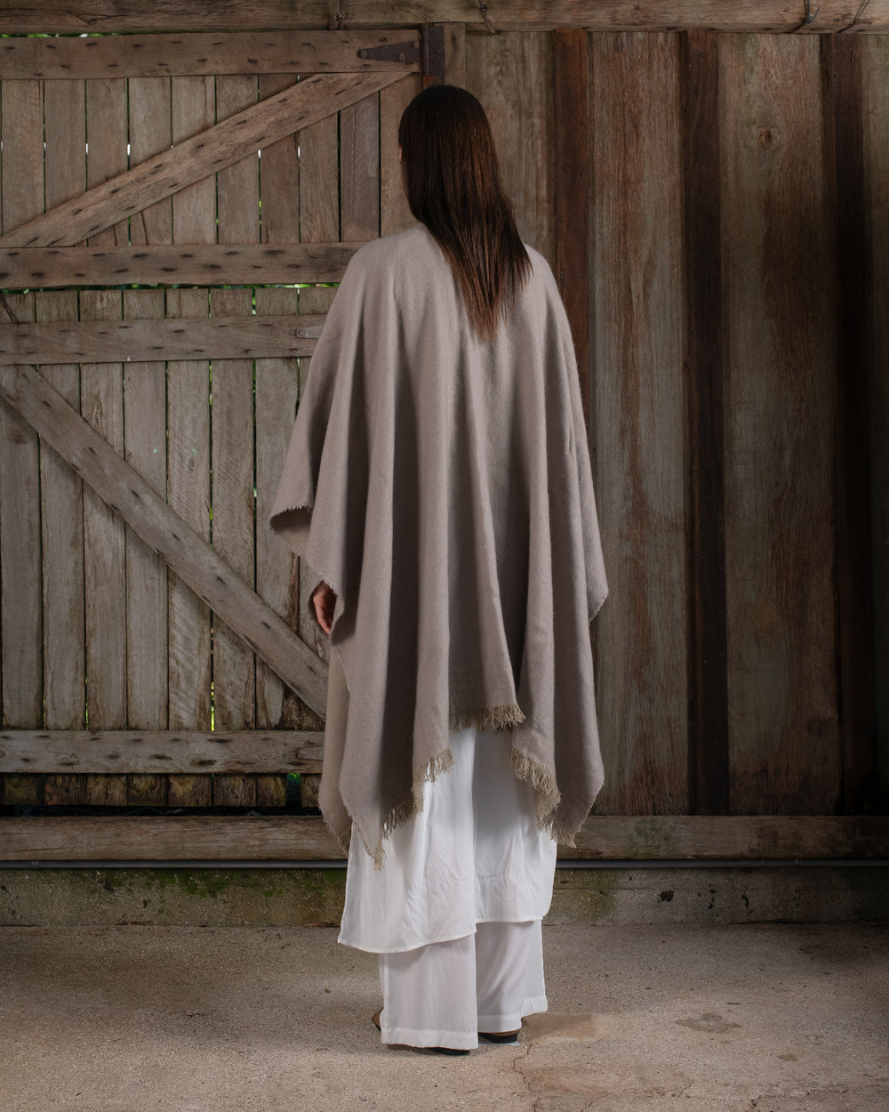 Long Wearable Blanket Cashmere Hemp Sand