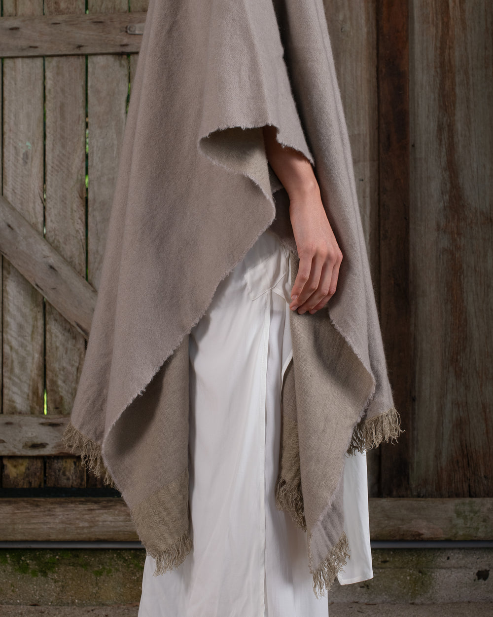 Long Wearable Blanket Cashmere Hemp Sand