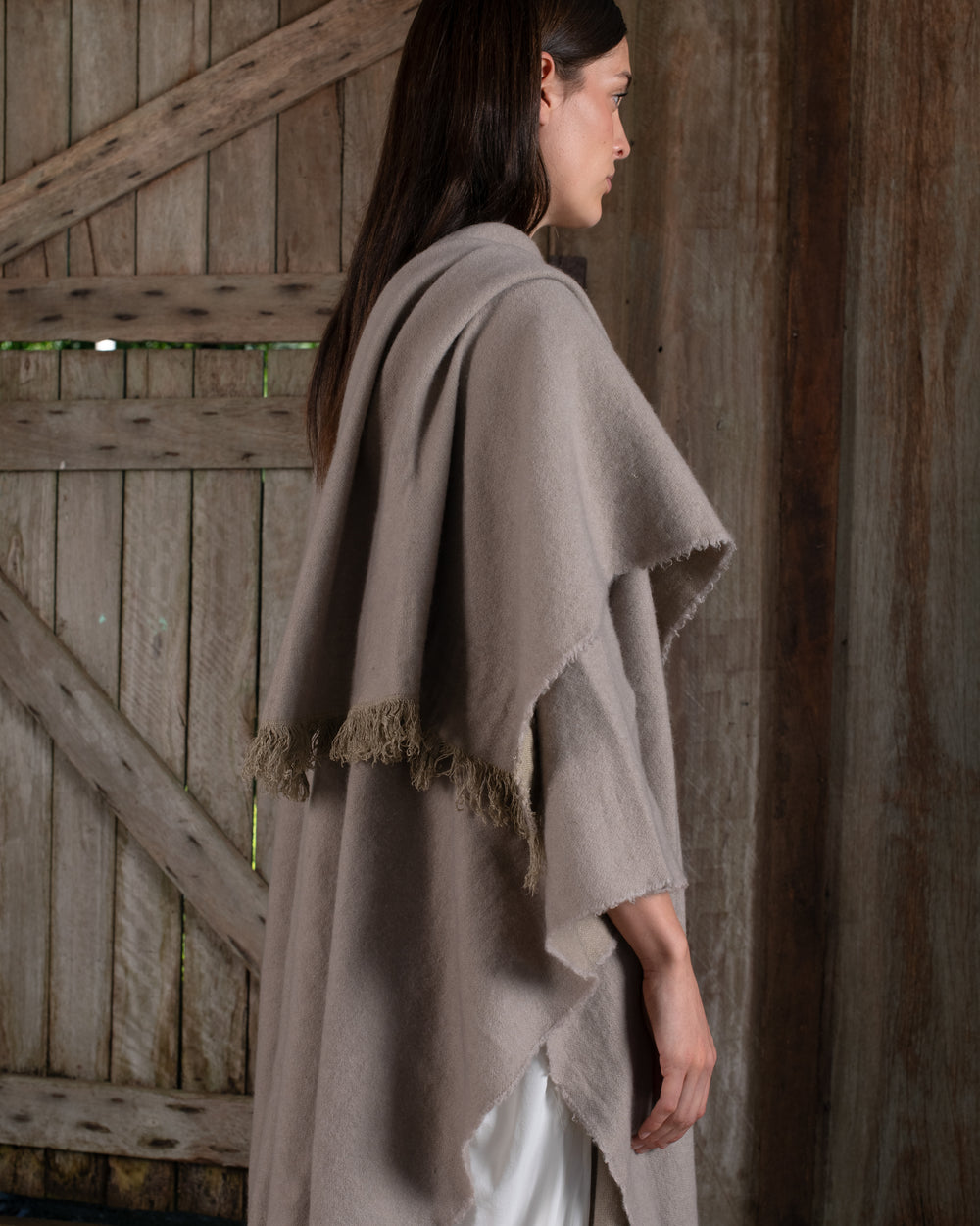 Long Wearable Blanket Cashmere Hemp Sand