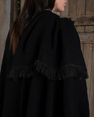 Short Wearable Blanket Cashmere and Hemp Black