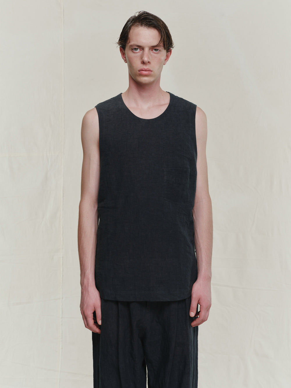 Hand-Dyed Front Pocket Sleeveless Top