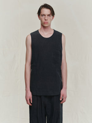 Hand-Dyed Front Pocket Sleeveless Top