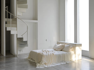 005 Washed Hemp Raw Seamed Bed Cover Dye-less