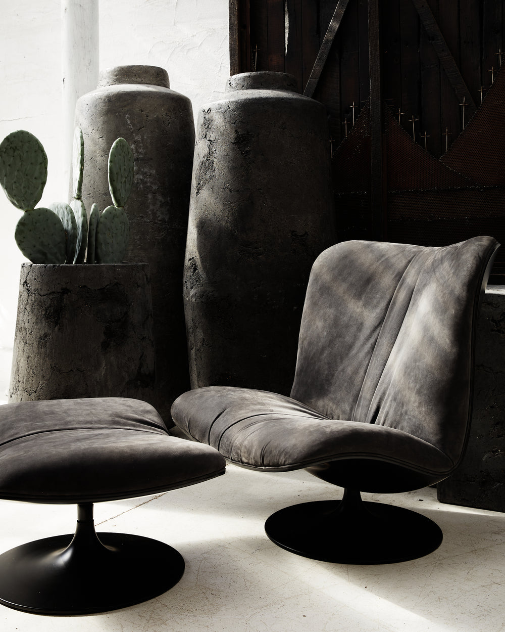 Marilyn Revolving Bergere Armchair Nabuck Charcoal