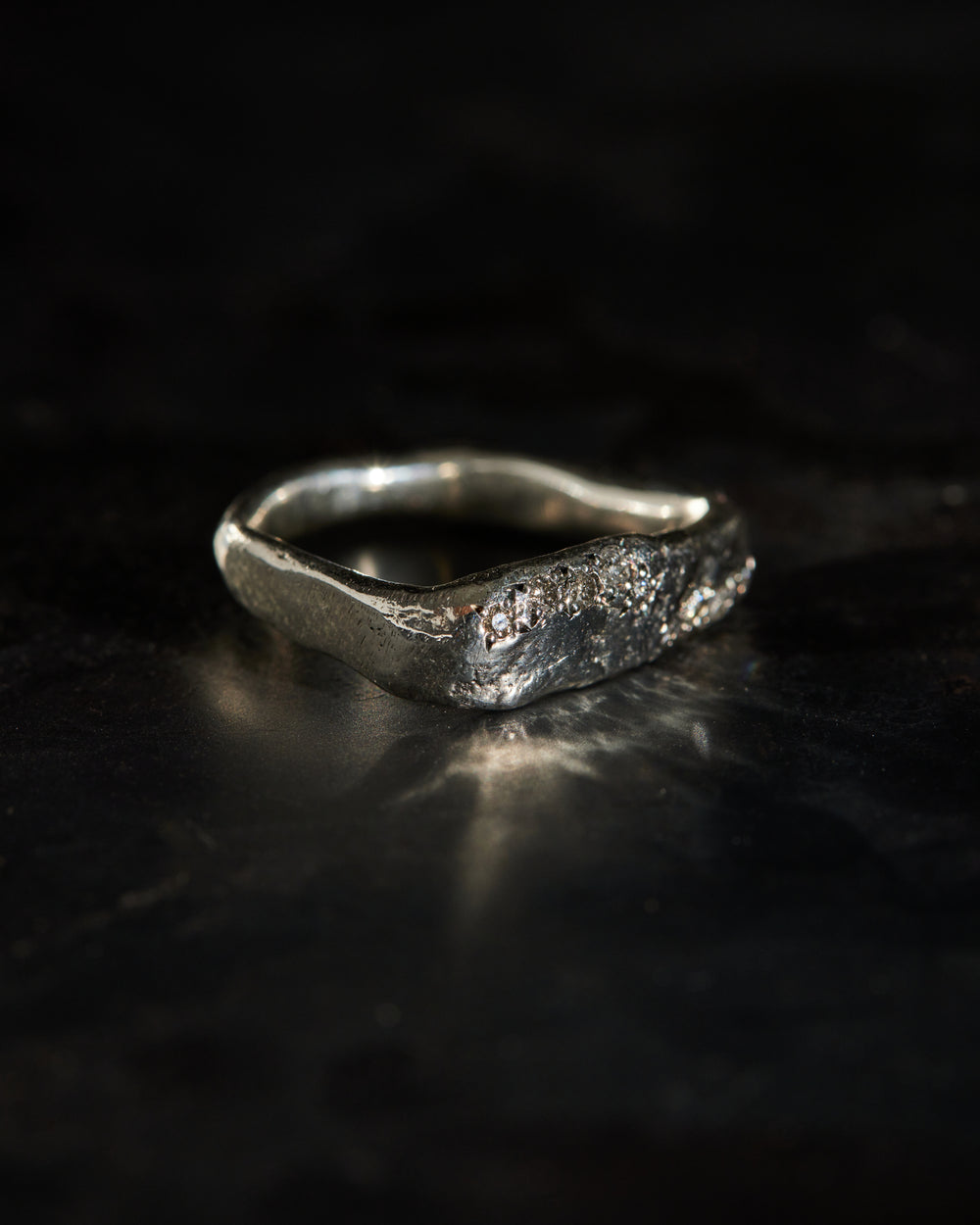Grey Diamonds Plate Ring